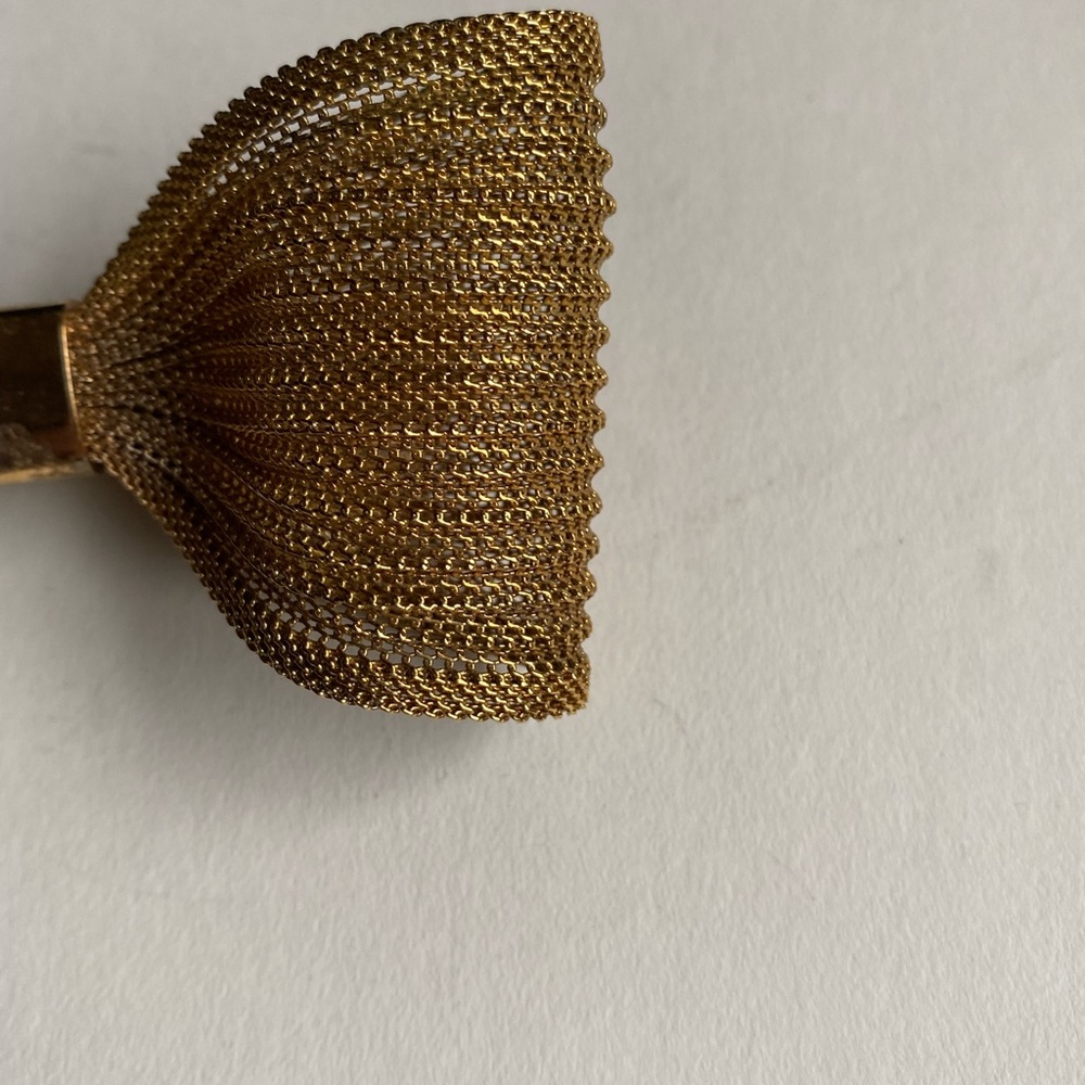 Vintage Large Gold Mesh Bow Barrette - Picture 8 of 10